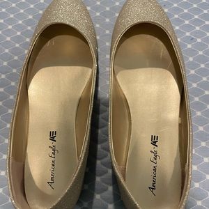 NEW American Eagle gold glitter flats size 10